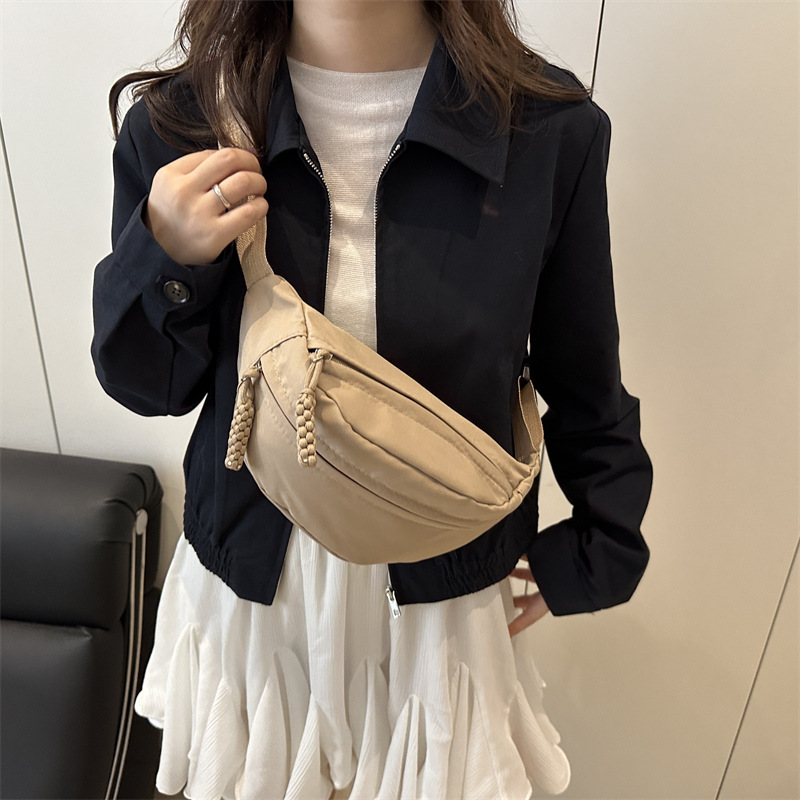 Bolso de hombro casual de lona 2026 verano nuevo estilo de tramo oblicuo bolso de pecho deportivo simple versátil bolso de moda de mujer