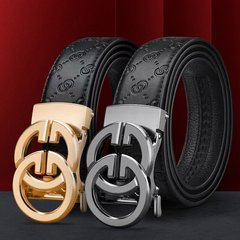 ベルトメンズ高級感高級合金自動バックル牛革エンボスベルトシンプルカジュアル男性式ズボンベルト現物