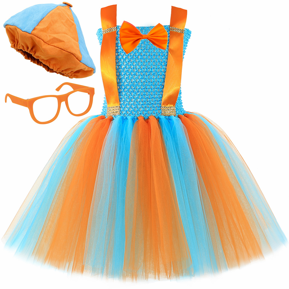Kid's Clothing children's enlightenment program Blippi costume Halloween cosplay girl dress_voghion.com