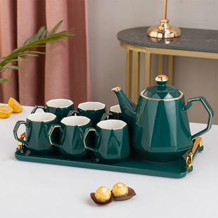 Scandinavian Luxury Ceramic Water Cup Set Household Warm Water Set Teapot Tea Cup with Plate Gift Set