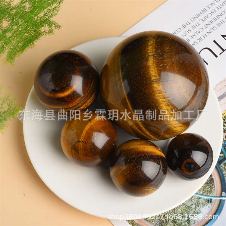 Natural Tiger's Eye Stone crystal ball original stone ornaments office home ornaments play ball factory direct sales