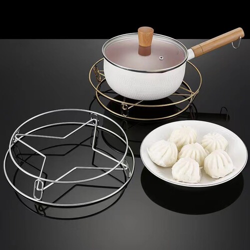Kitchen household stainless steel pot rack steamer rack pot mat heat insulation pad non-slip mat water-resistant round storage rack wok rack