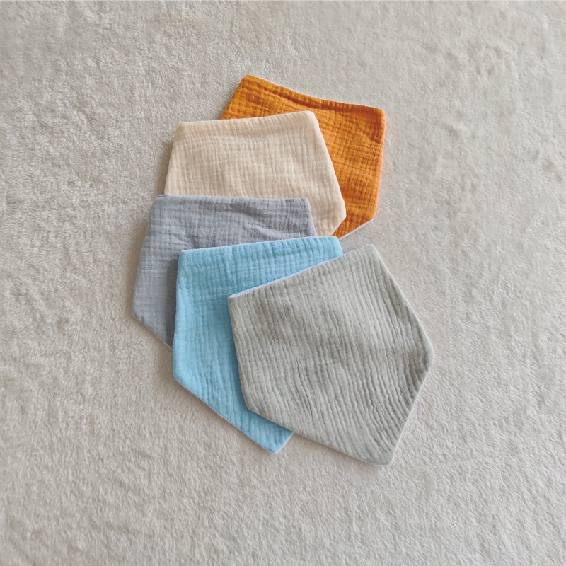 Cross-border Hot-selling Baby Triangle Towel Cotton Crepe Bib Absorbent Towel Double-sided Baby Bib Baby Saliva Towel