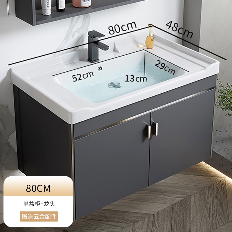 2024 nuevo espacio engrosado aluminio baño gabinete lavabo combinación baño lavabo piscina cerámica integrado