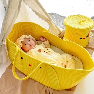 Ins Korean Style Baby Blue Hand Basket Newborn Crib Baby Sleeping Satchel Outing Foldableable Sleeping Basket