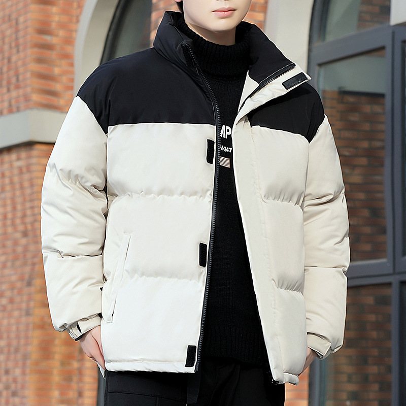 Chaqueta Acolchada de Cuello Alto para Hombre Poliéster Térmico, Acolchado para Invierno