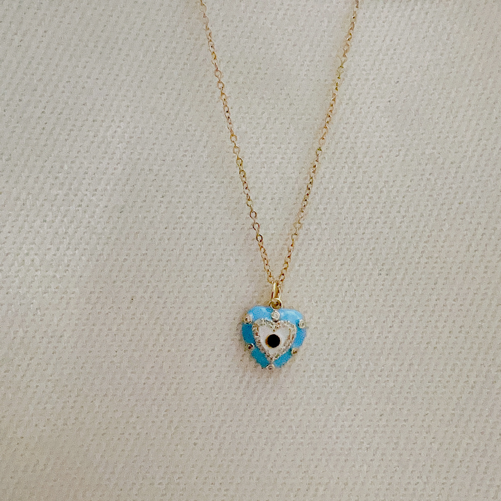 Fashion Heart Shape Stainless Steel Enamel Pendant Necklace 1 Piece