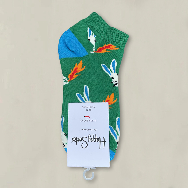 HappySocksハイスキンのショートソックスの漫画の浅い口の低い女性のスウェーデンのファッションのタイプのソックスの春夏のカラー