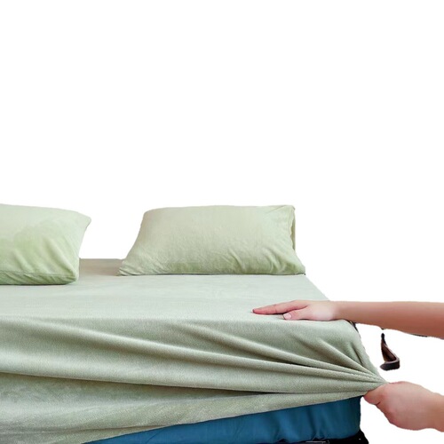 Solid color velvet single bed sheet winter milk velvet mattress protector anti-warm bed cover simple plain color bed sheet cover