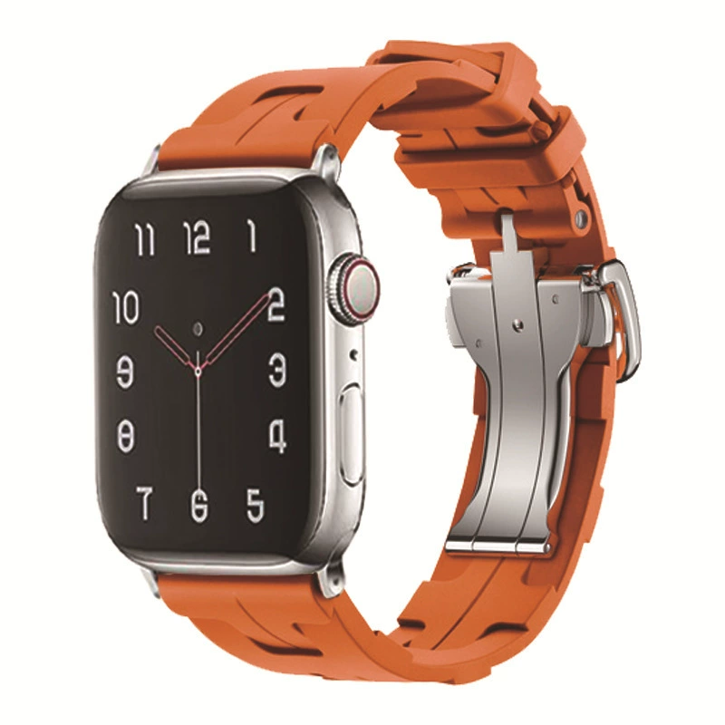 Подходит для Apple Watch 9 / Apple Watch Hermes силиконовый ремешок с складной бабочкой Caps Ultra SE
