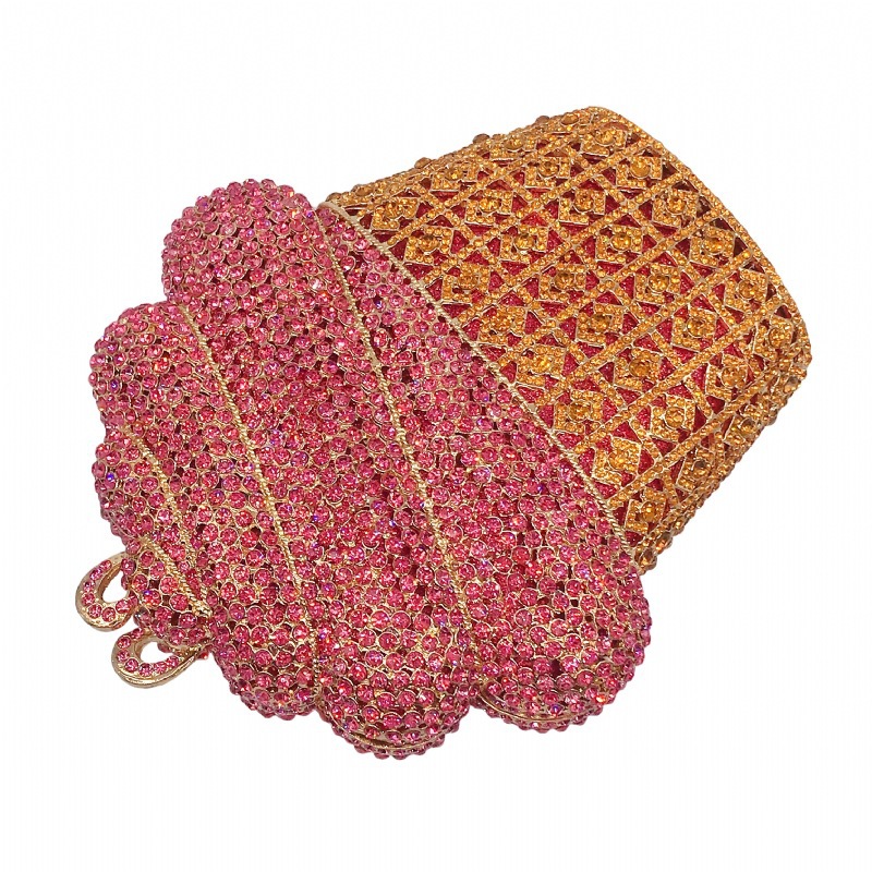 helados transfronterizos llenos de diamantes bolsas de banquete de cristal metal vacío bolsas de mano caja dura bolsas de maquillaje de mujer