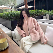 气质少女仿水貂皮草外套冬季新款加厚貂绒皮毛一体洋气毛毛大衣女