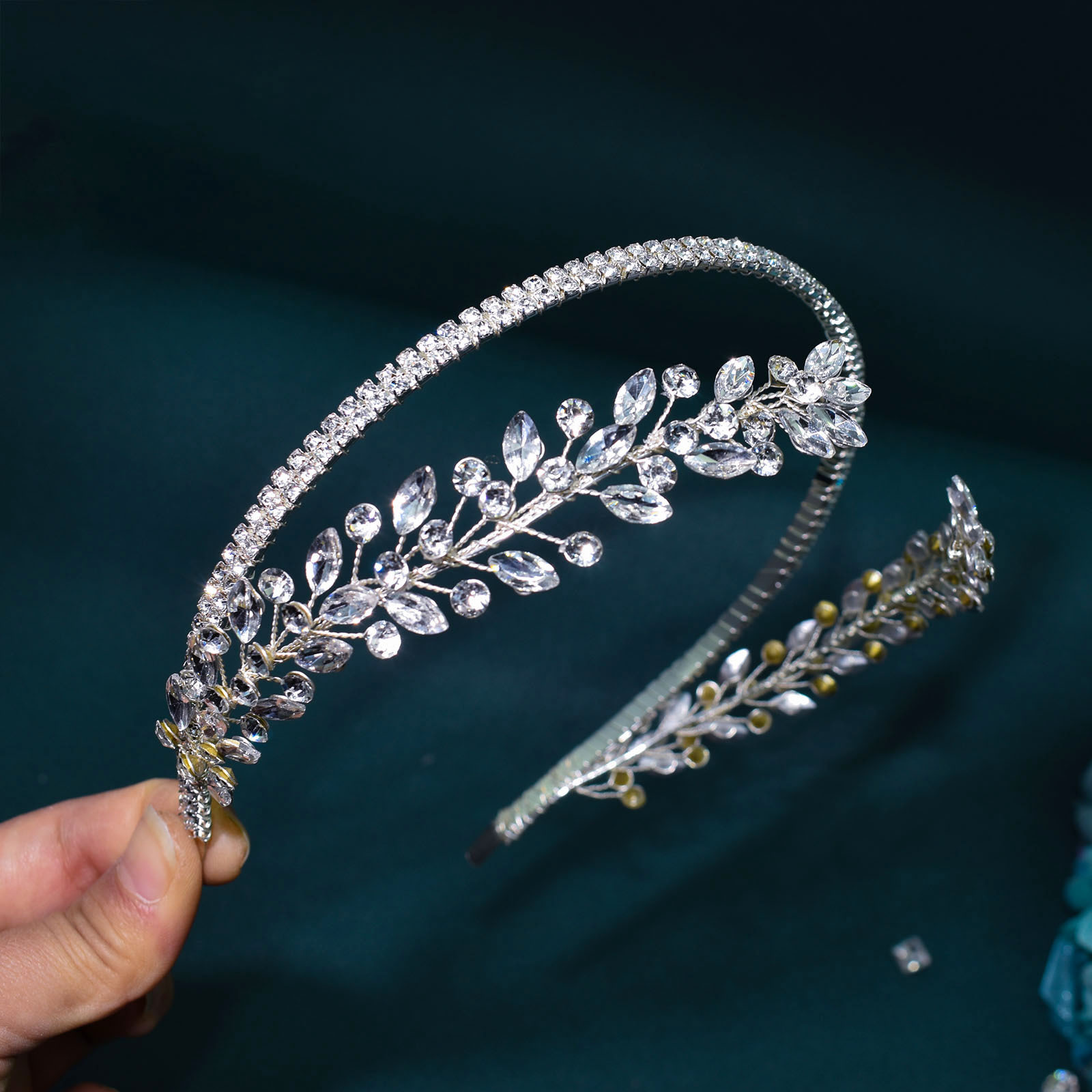 150g Weight Hair Band, Party Headpieces Hair Accessories Type 1 Piece Quantity Holiday, Wedding, Banquet Occasion Rhinestone Material Leaf Pattern Women's Gender Handmade Design Original Design Style Women's Original Design Leaf Rhinestone Handmade Hair Band Party Headpieces 11