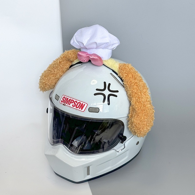 Cute helmet decoration cat ears chef hat cake accessories motorcycle electric vehicle quick-release Velcro accessories