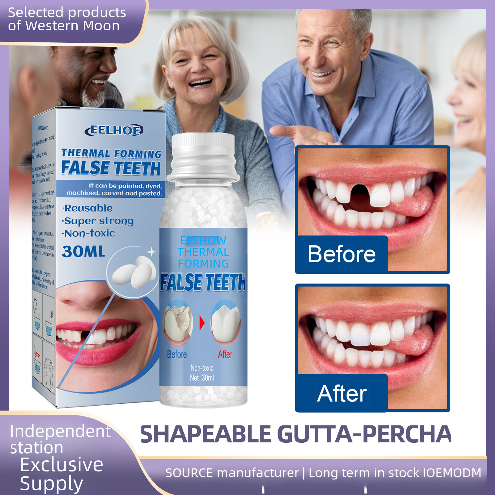 EELHOE Shaped Teeth Film and Television Makeup False Teeth Modification Temporary Fillings Teeth Holes Teeth Repair