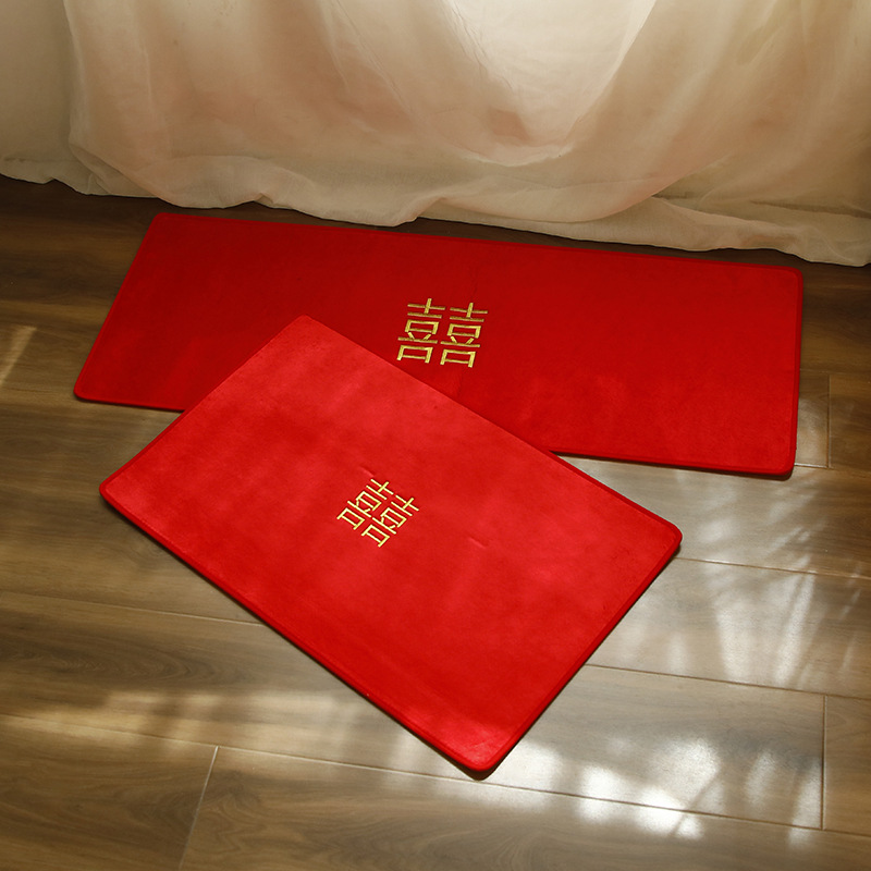 Wedding Supplies, Wedding Reception Entrance Mat, Chinese Festive Crystal Velvet Entrance Rug, Wedding Printed Door Mat, Bridal Room Decoration Foot Mat