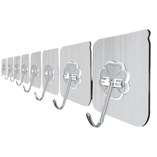 Punch-free transparent strong seamless hook kitchen bathroom wall hanging sticky hook adhesive load-bearing door rear sticky hook