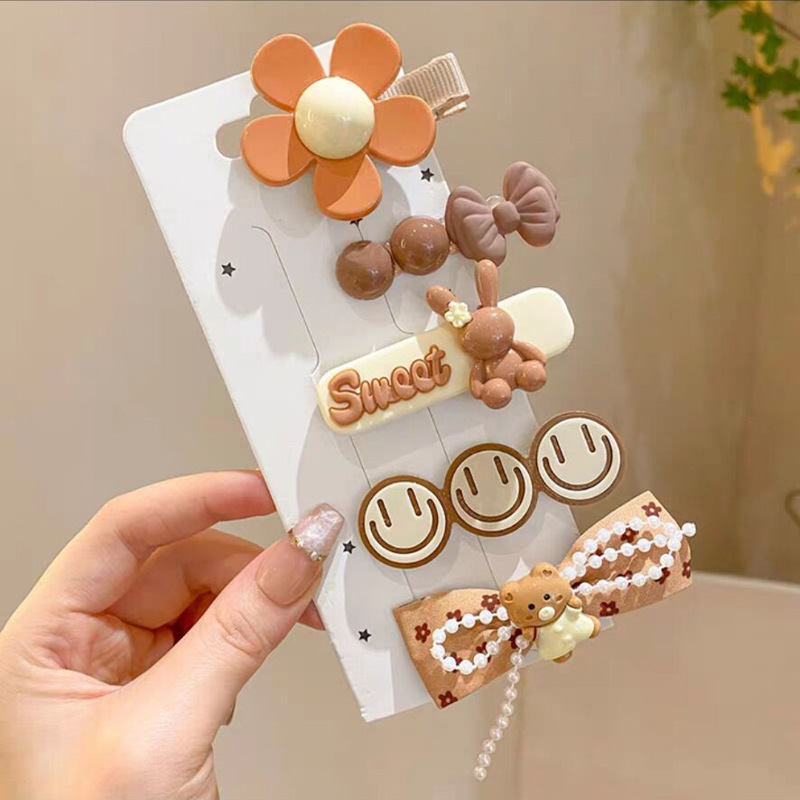 Pinza de pelo de acrílico con diseño de conejo para estudiantes de primaria y secundaria, no daña el cabello, horquilla, pinza BB, baja caída de cabello, pinza de pico de pato para niñas, estilo coreano de dibujos animados.