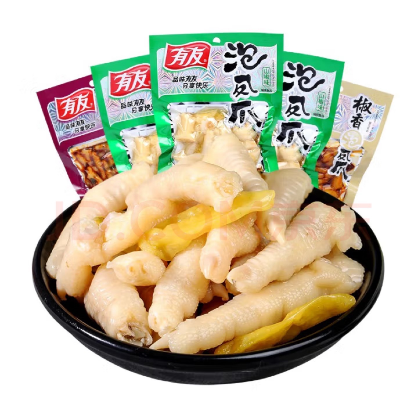 有友泡凤爪山椒味泡椒凤爪猪皮晶酸菜味卤味泡椒鸡爪网红零食批发