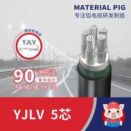 国标铝芯电缆YJLV 4+1芯电力电缆线阻燃低烟无卤5芯工程线缆