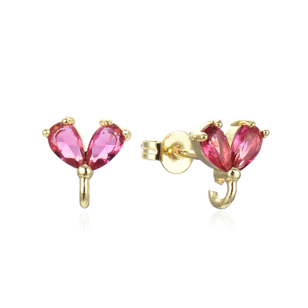 Zircon Inlay Material 1 Pair 8.5*8mm Copper Zircon 18K Gold Plated Heart Shape Earring Findings