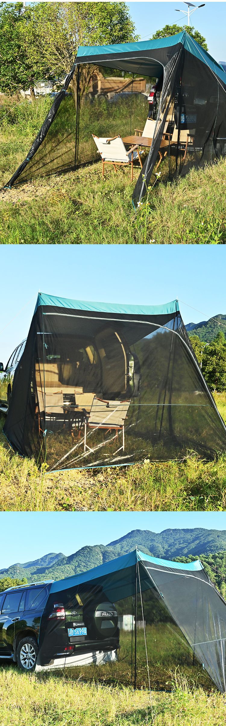 Outdoor Camping Car Tail Tent, Camping Sunshade, Anti-Mosquito Tent, Suv Car Trunk, Car Side Roof Canopy