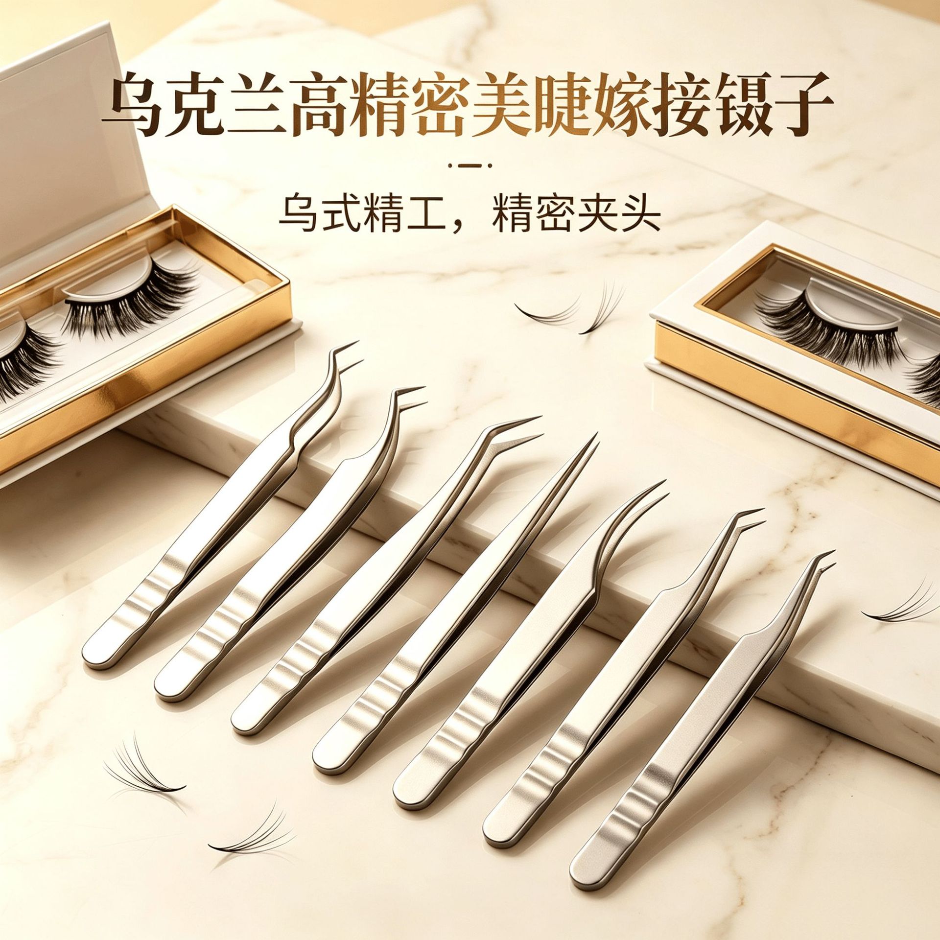 Ukrainian high-precision eyelash extension tweezers, eyelash clips, single-strand split lashes, false eyelashes, professional tools