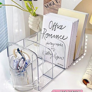 Desktop Book Stand File Storage Rack Transparent Book Stand Student Bookshelf Baffle Desk Book Organize File Rack