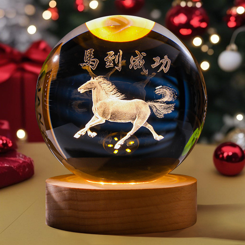 Astronauta luminosa bola de cristal lámpara de noche 3D escultura decoración de mesa para reuniones de estudiantes regalos personalizados
