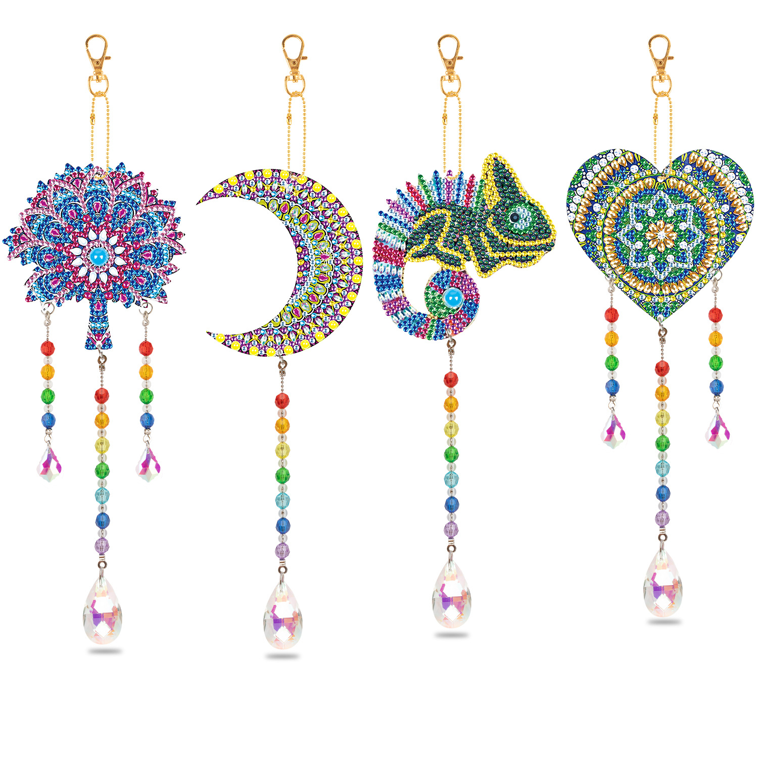 Fábrica directa pintura de diamantes hecha a mano DIY punto perforación pegatinas bordadas de acrílico de PVC dibujos animados llaveros domésticos al por mayor