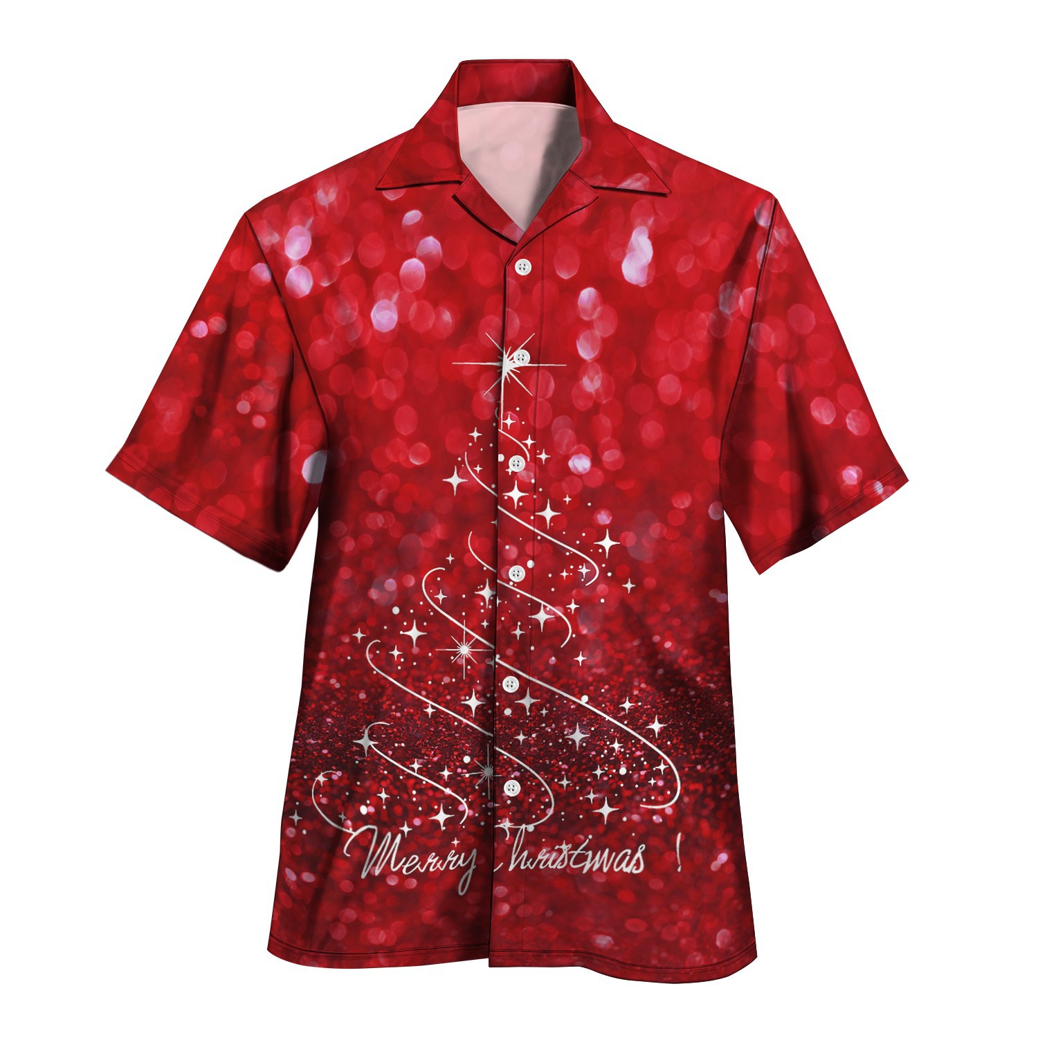 3D estampado digital patrón de alce festivo serie roja venta directa de fábrica camisa con cuello cubano MB33