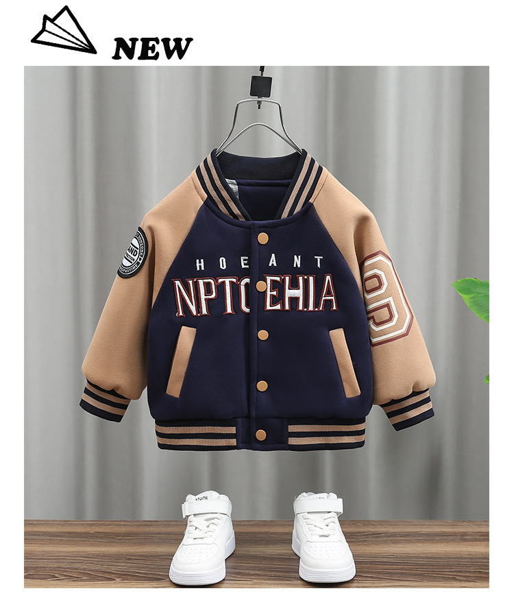 Boys' knitted baseball jacket spring autumn, Korean version, children's handsome and trendy cool top, versatile clothes_voghion.com