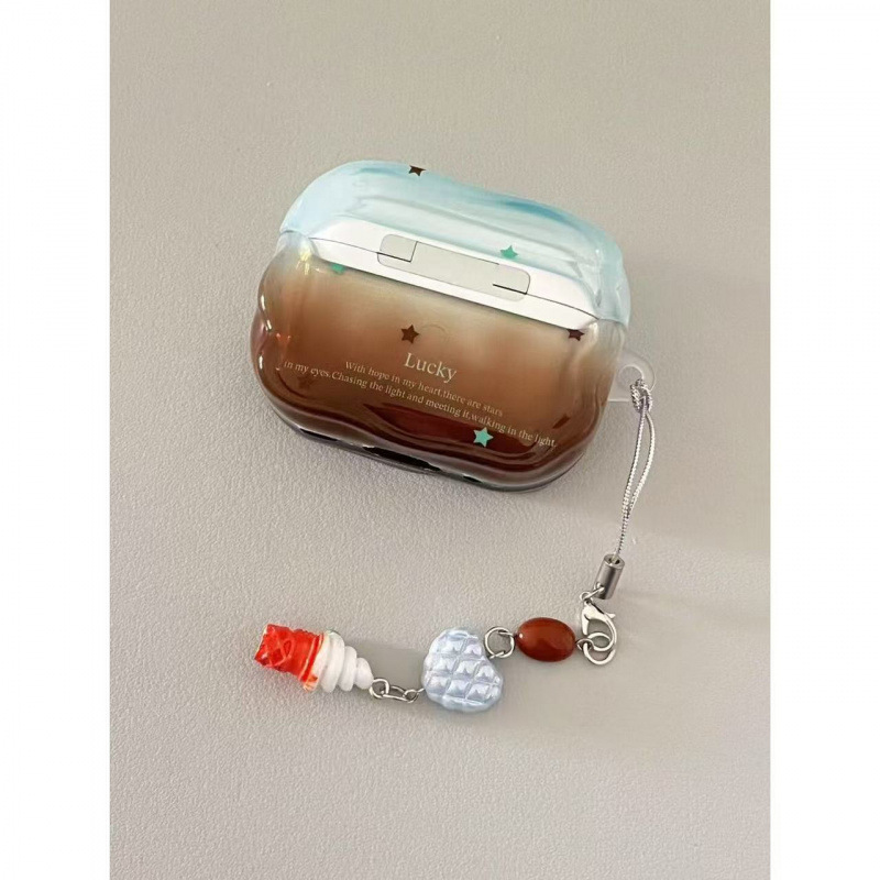 Estancia de auriculares marrón azul estrella simple y premium para AirPods12 / 3 / 4 / pro / pro Case