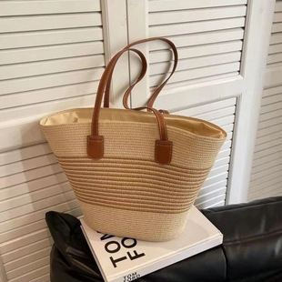 2025 Spring and Summer New Portable Shoulder Straw Bag Women's Trendy Large Capacity Woven Bag Factory Direct Sales