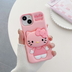アニメかわいいピンクkt猫スタンドiPhone16リンゴ15は13/14 promax携帯ケース11を適用している