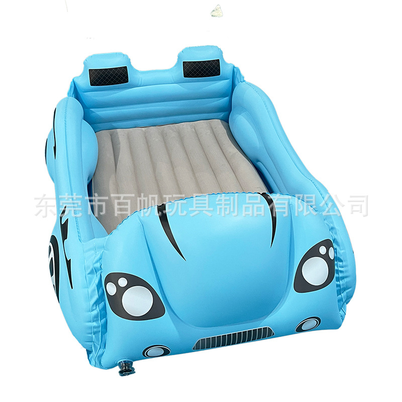 Blue Toddler Travel Bed with Safety Bumper Portable Racing Type Children's Inflatable Mattress Source Factory