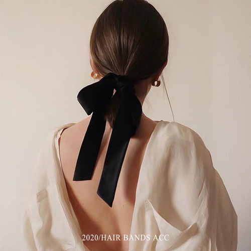 Spring and summer new style headband black velvet hair accessories retro internet celebrity bow large intestine circle headband strap headband