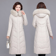2025新款妈妈羽绒服中长款洋气中老年大码女装保暖冬季白鸭绒外套