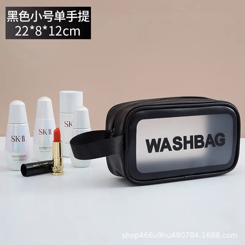 防水化粧バッグ大容量透明PVCポータブル洗面バッグ旅行手持ちフロスト化粧品収納袋|undefined