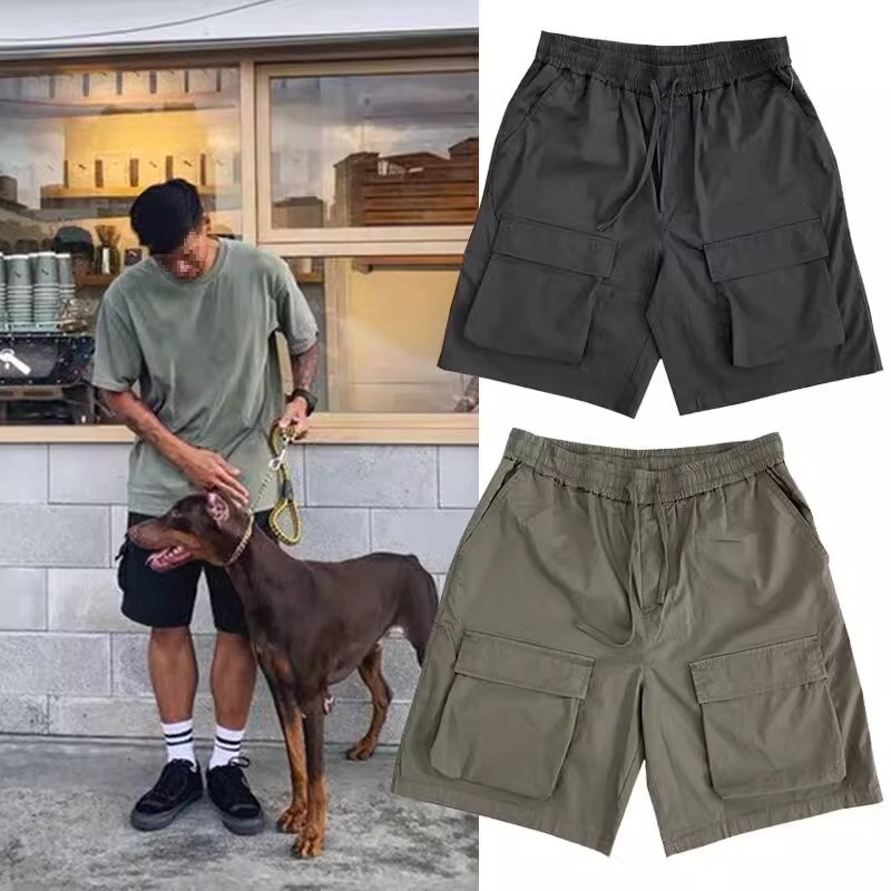 Japanese-Style Trendy Casual Shorts for Men, Summer Loose Functional Cargo Shorts with Multiple Pockets, Knee-Length Shorts