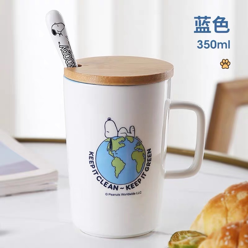 スヌーピー正品マグカップ蓋付き漫画高颜値女子カップコーヒーカッププレゼント陶磁器カップ|undefined