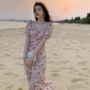 法式海边碎花复古连衣裙