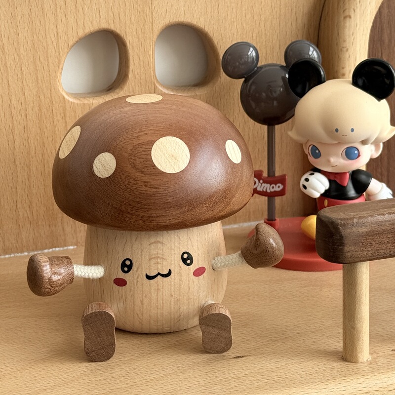 Moguli 無垢材木製クリエイティブオルゴールオルゴールキノコかわいい形状デスクトップ装飾品多機能|undefined