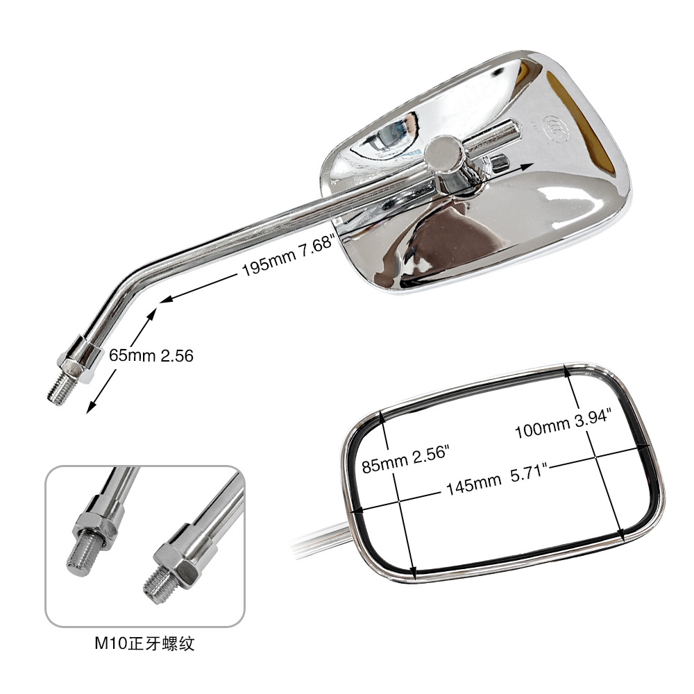 Suitable for Jialing Prince 150 Motorcycle Accessories Electroplating 10mm Universal Rear View Reflector
