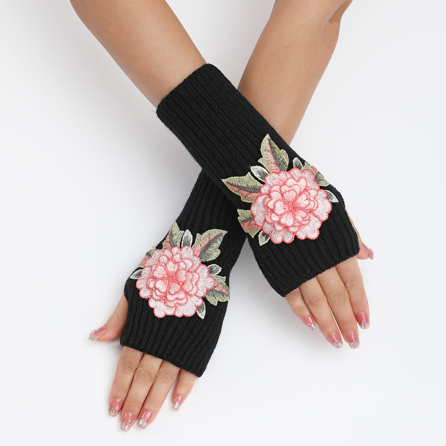 Gloves Classification Polyacrylonitrile Fiber Fabric Type Women's Classic Style Flower Gloves 1 Pair