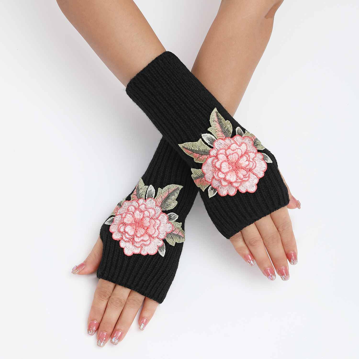 Frau Klassischer Stil Blume Handschuhe 1 Paar display picture 2