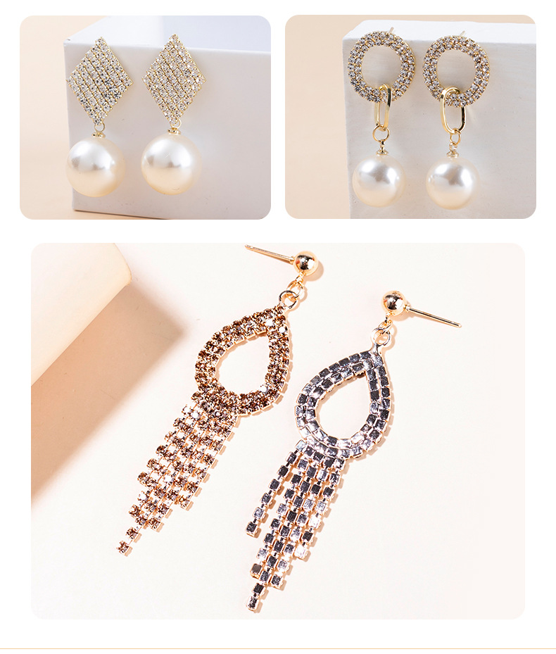 10g Weight Earrings Event & Party Supplies 316 Stainless Steel Ear Needle Material Rhinestones Inlay Material Earrings Classification Daily Occasion Metal Material Heart Shape Pattern Women'S Gender Lady Heart Shape Metal Rhinestones Earrings 3