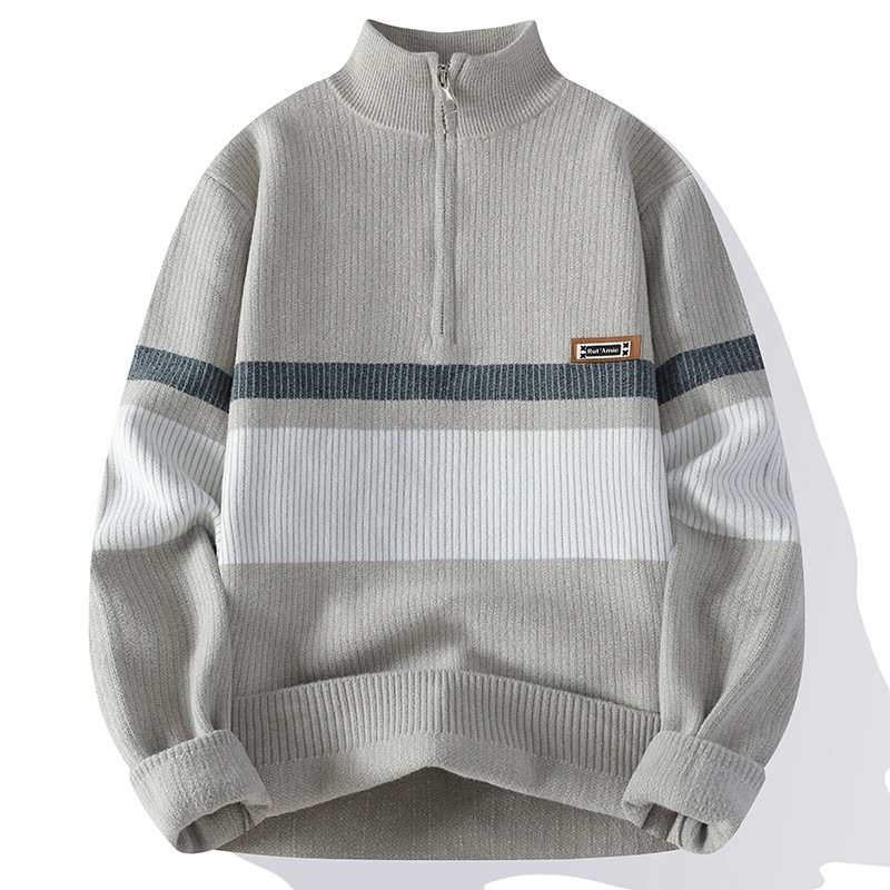 [Amazon Transfronterizo Comercio Exterior Agencia] Otoño e invierno de 2025 promueve suéter casual de punto suelto de semizilera para hombres