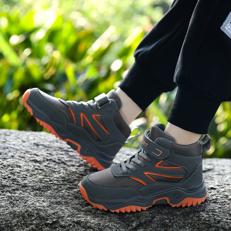 Children's Hiking Shoes High-top Boys Outdoor Hiking Hiking Shoes Spring and Autumn Breathable Middle and Large Children's Cross-country Leisure sneaker