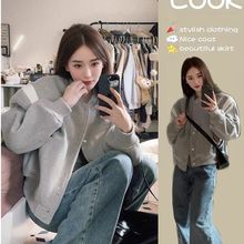 早冬灰色棒球服外套女2025春秋季新爆款小个子加绒加厚夹克短上衣